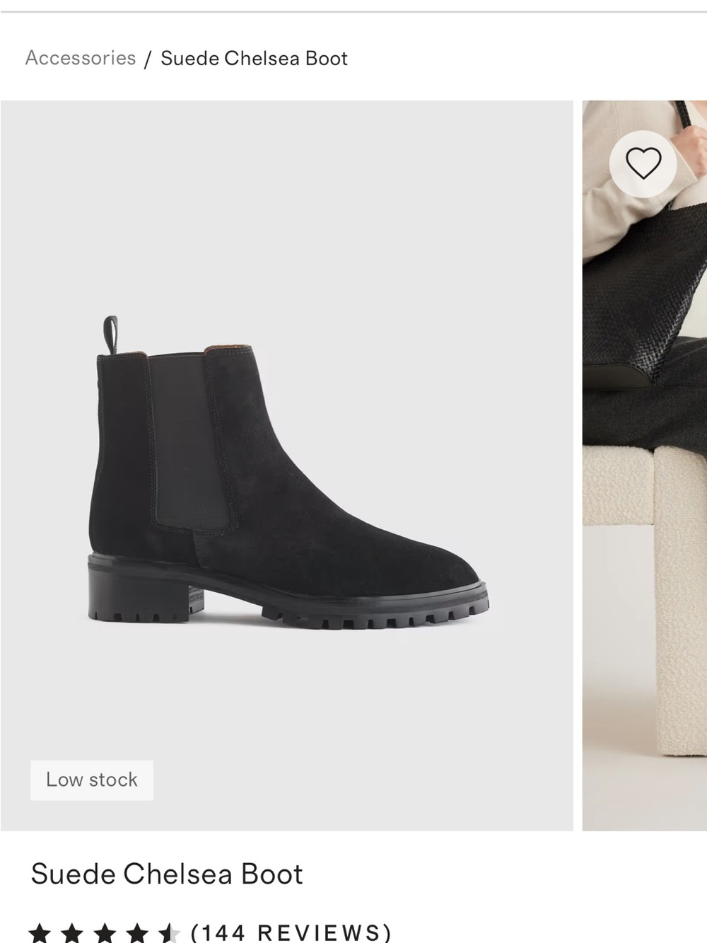 Quince Black Suede Chelsea Lug Boot